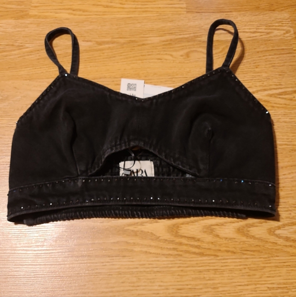 ZARA DENIM CROP TOP